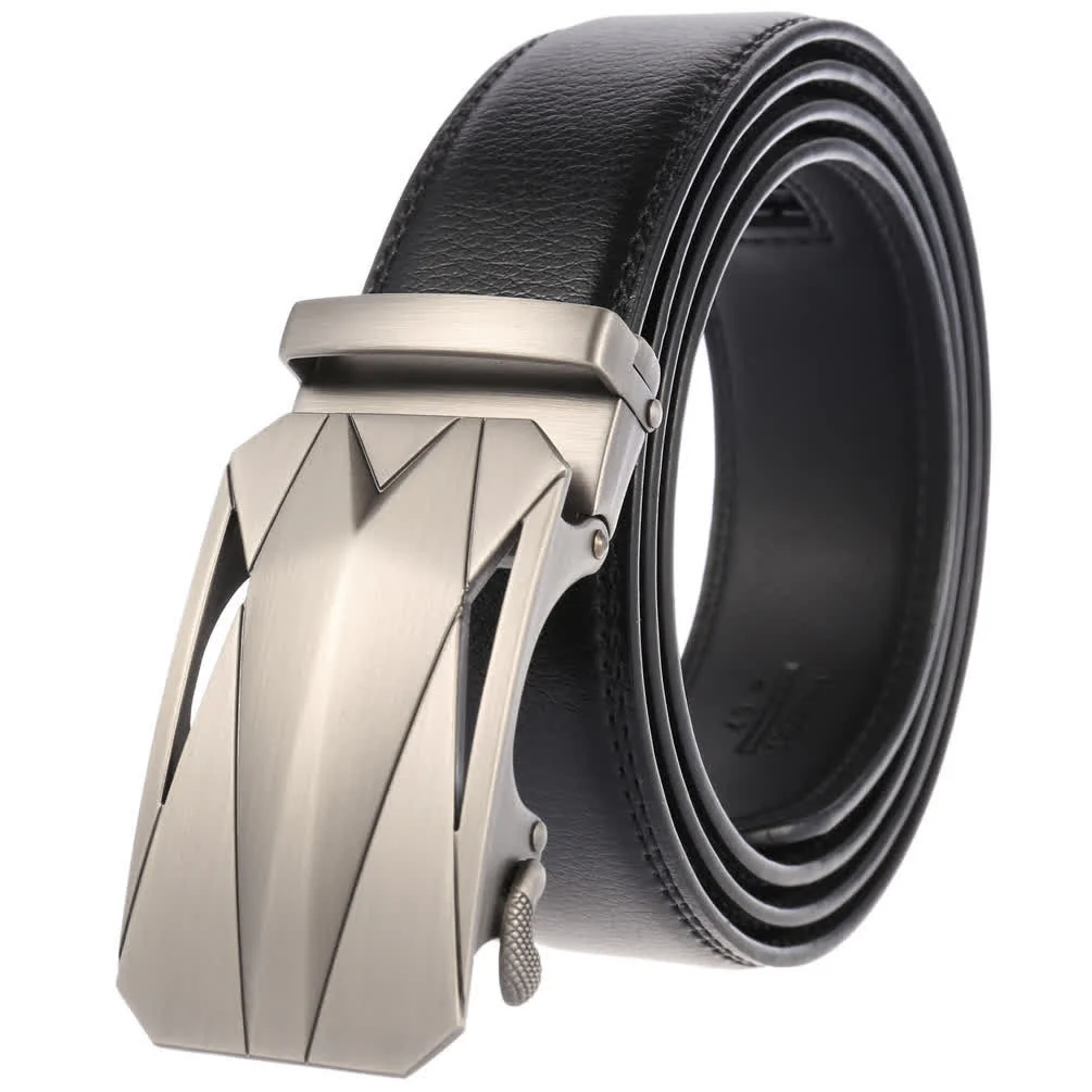 Men's Formal Daily Outdoor Automatic Buckle Leather Belt - Image 4