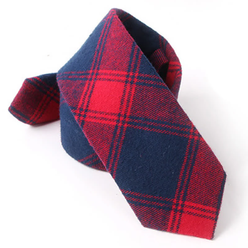 Men's Formal Look Suit Accessory Plaid Cotton Necktie - Image 2