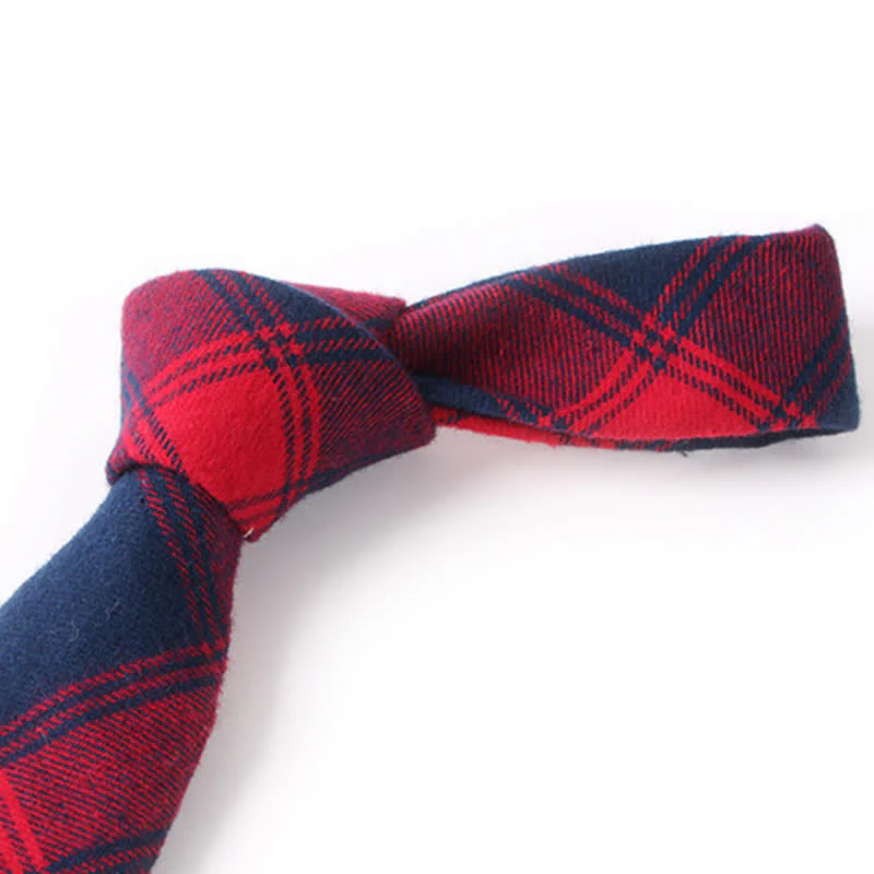 Men's Formal Look Suit Accessory Plaid Cotton Necktie - Image 5