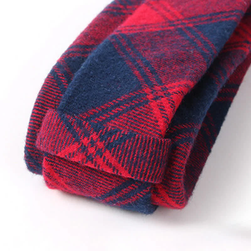 Men's Formal Look Suit Accessory Plaid Cotton Necktie - Image 6