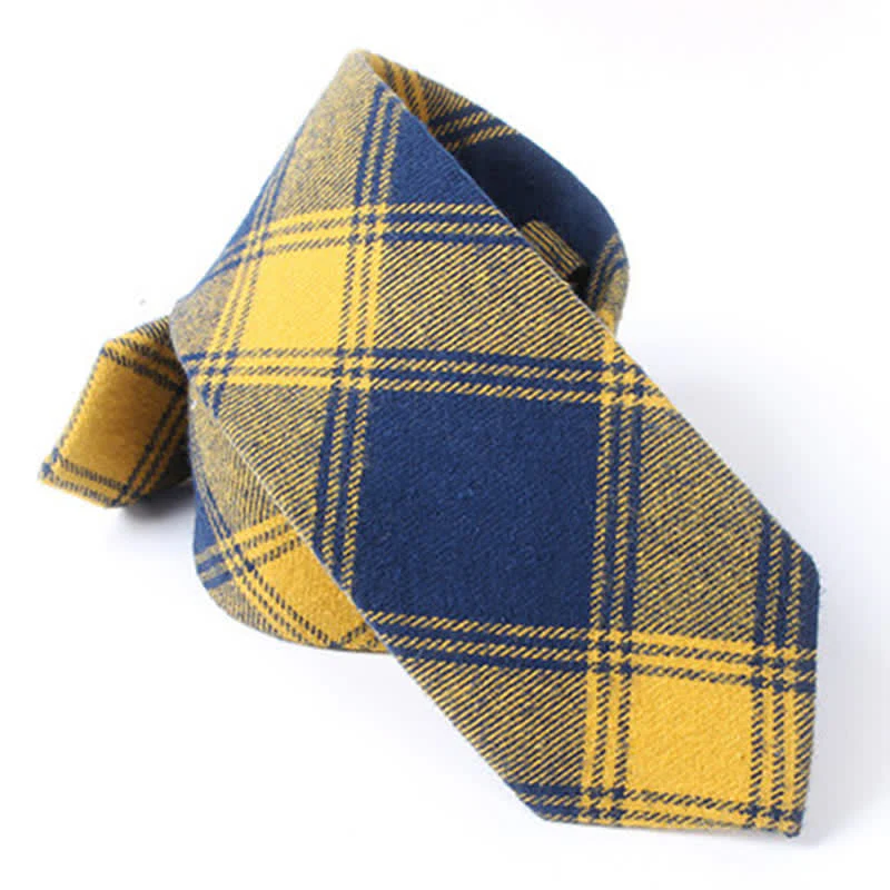 Men's Formal Look Suit Accessory Plaid Cotton Necktie - Image 9