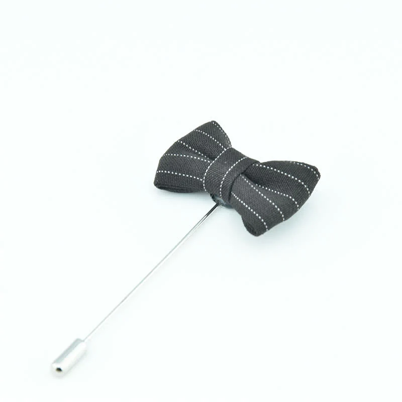 Men's Formal Wear Striped Bow Tie Shape Lapel Pin - Image 2