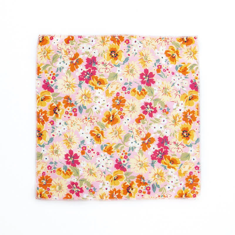 Men's Fresh Floral Patterns Cotton Pocket Square - Image 10