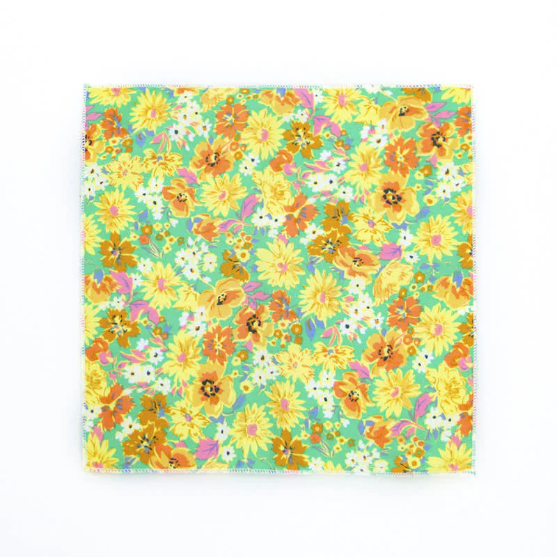 Men's Fresh Floral Patterns Cotton Pocket Square - Image 11