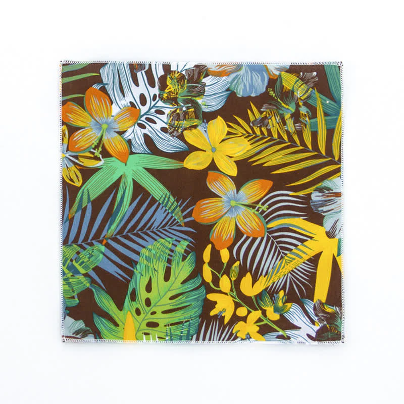 Men's Fresh Floral Patterns Cotton Pocket Square - Image 12