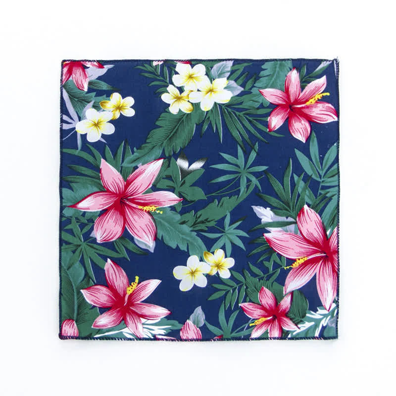 Men's Fresh Floral Patterns Cotton Pocket Square - Image 21