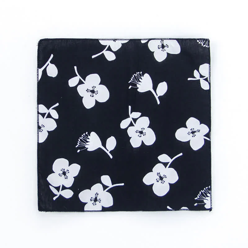 Men's Fresh Floral Patterns Cotton Pocket Square - Image 22