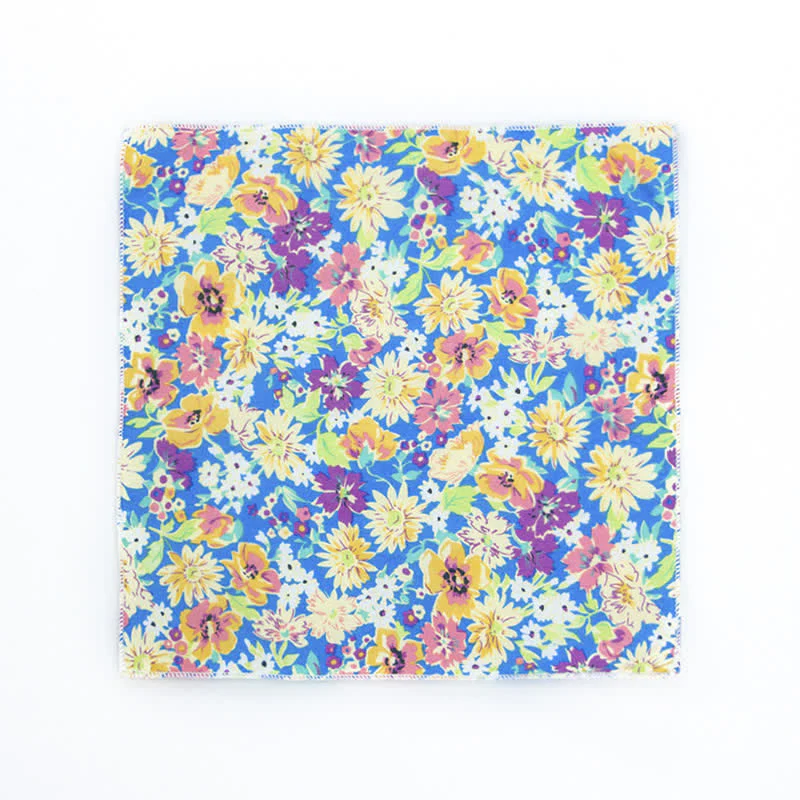 Men's Fresh Floral Patterns Cotton Pocket Square - Image 9