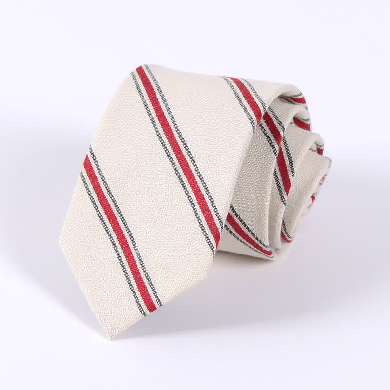 Men's Fresh Striped Plaid Pattern Skinny Cotton Necktie - Image 16