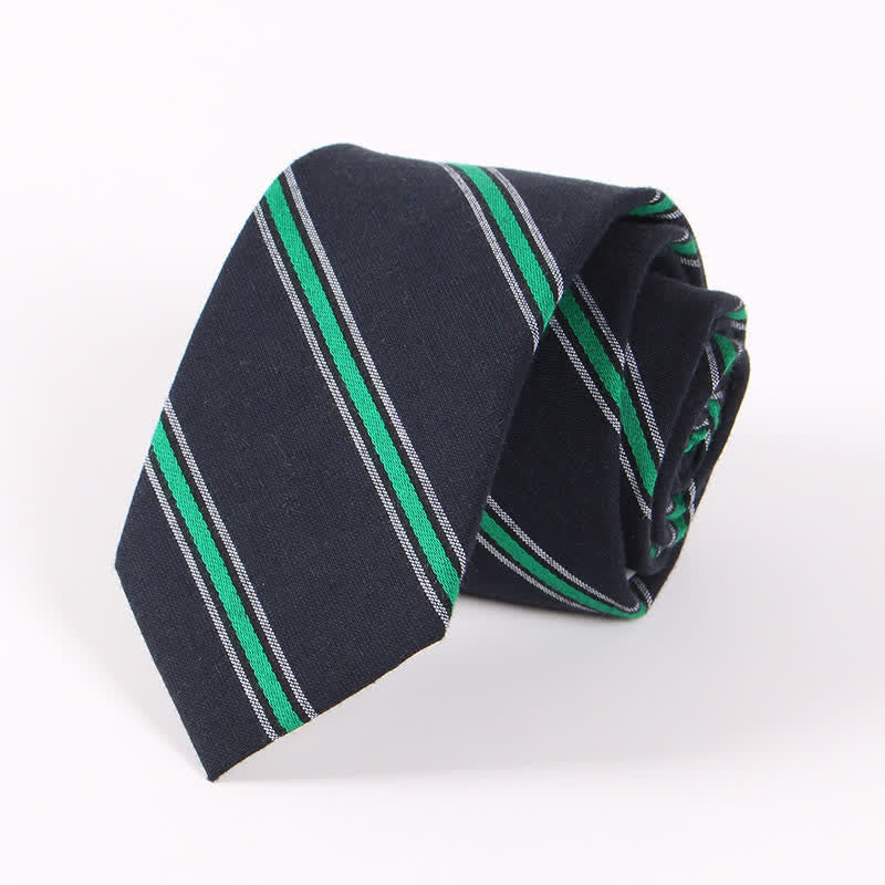 Men's Fresh Striped Plaid Pattern Skinny Cotton Necktie - Image 17
