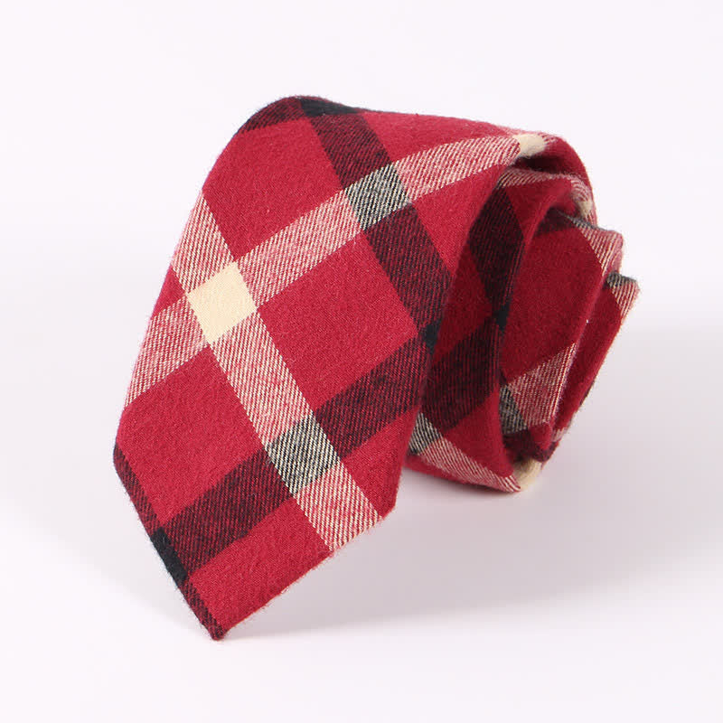 Men's Fresh Striped Plaid Pattern Skinny Cotton Necktie - Image 7