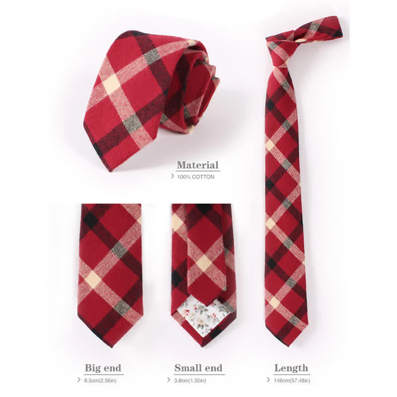 Men's Fresh Striped Plaid Pattern Skinny Cotton Necktie - Image 8