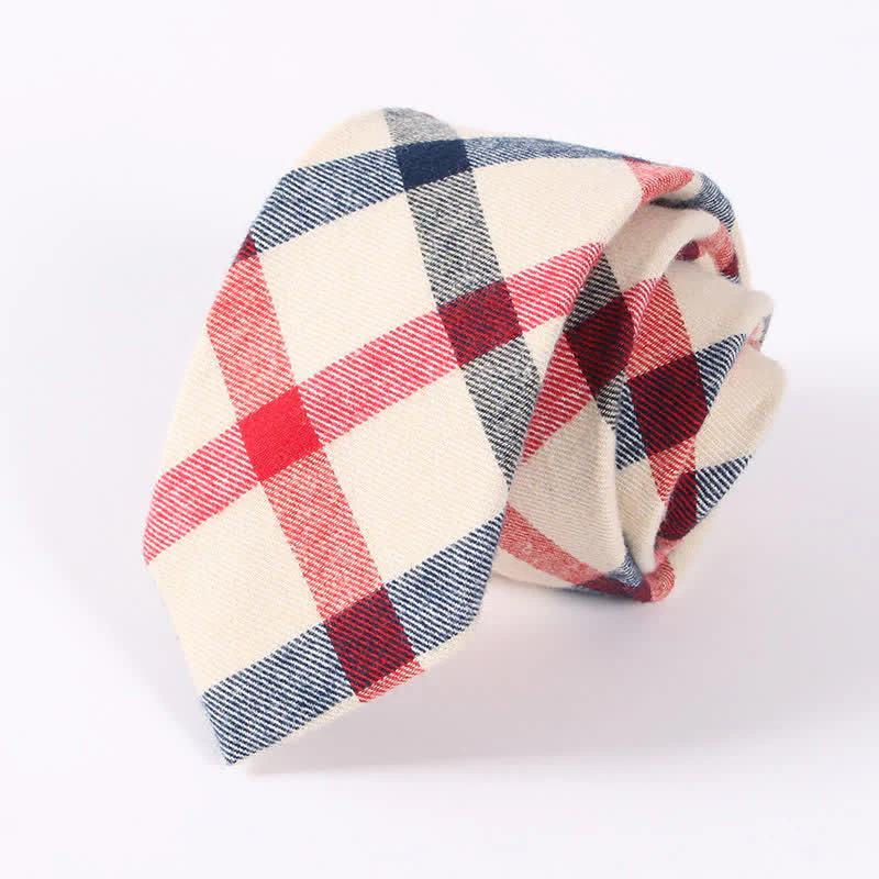 Men's Fresh Striped Plaid Pattern Skinny Cotton Necktie - Image 9