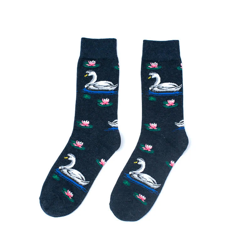 Men's Funky Swimming Swan Crew Socks - Image 7