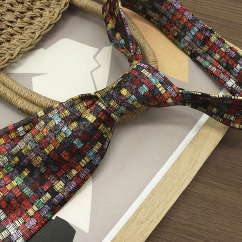 Men's Funny Colorful Grid Printed Necktie - Image 2