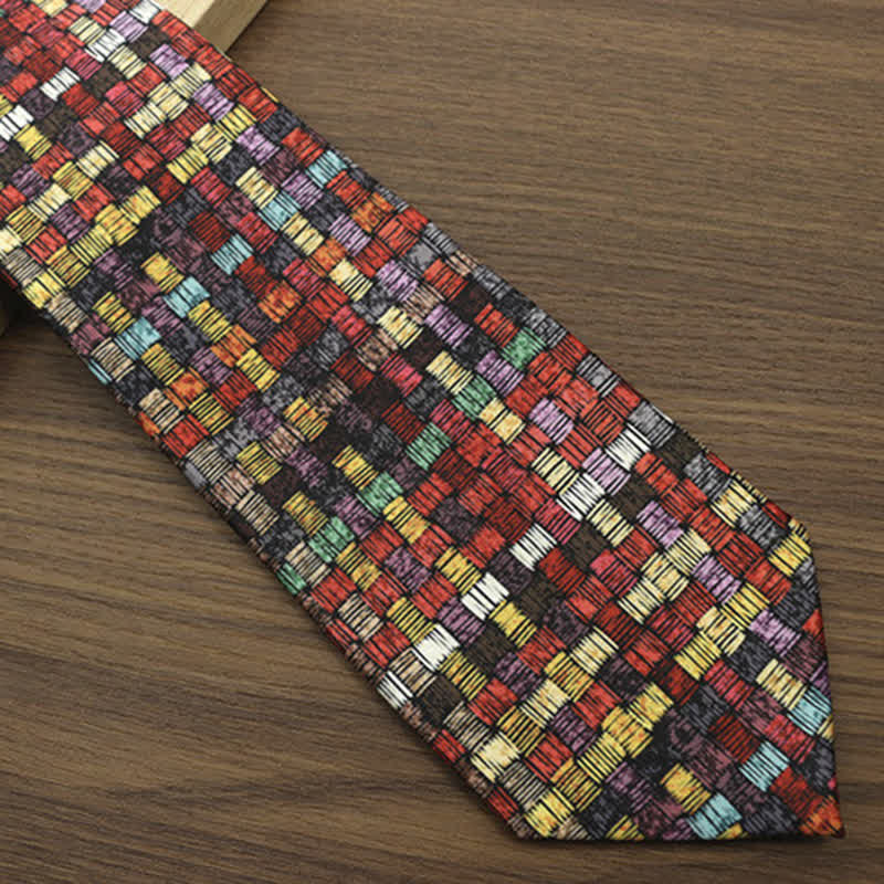 Men's Funny Colorful Grid Printed Necktie - Image 3