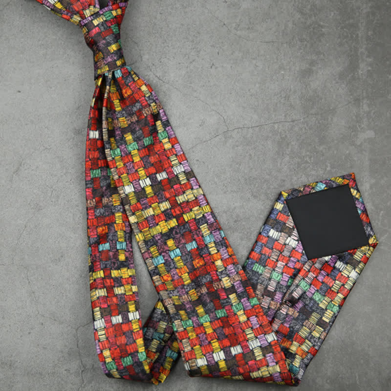 Men's Funny Colorful Grid Printed Necktie - Image 4