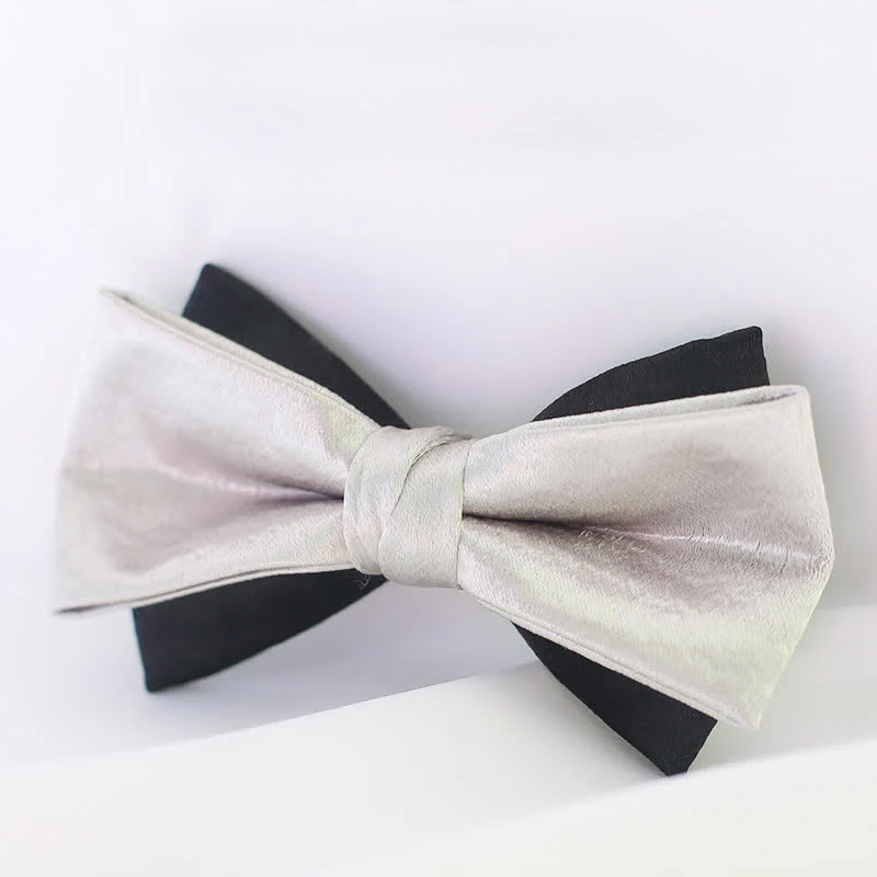 Men's Gainsboro Black Double Layered Bow Tie - Image 4