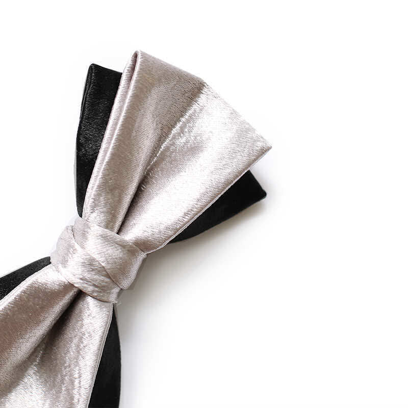 Men's Gainsboro Black Double Layered Bow Tie - Image 5
