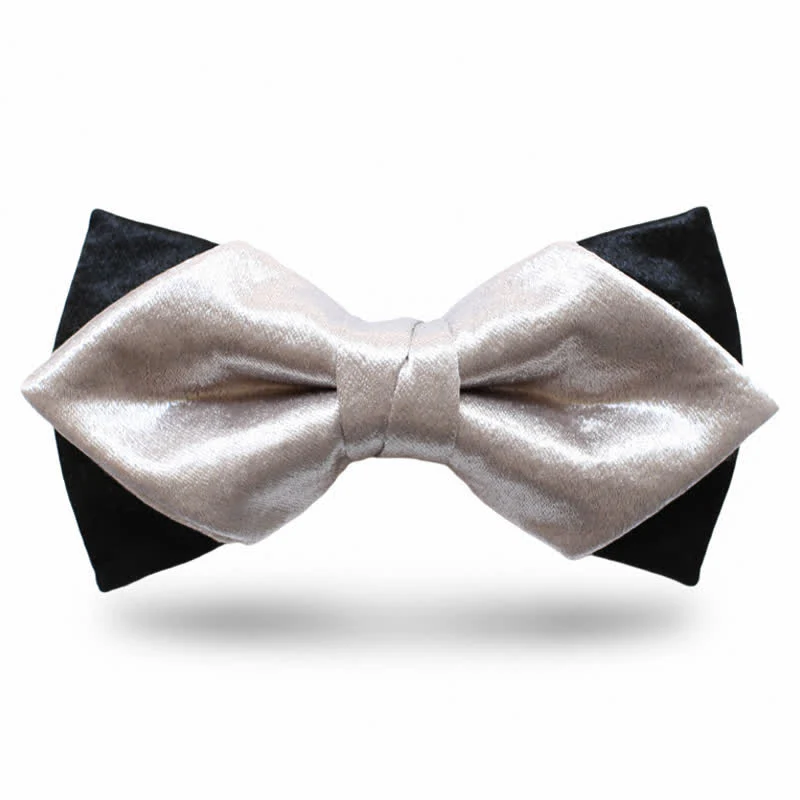 Men's Gainsboro Black Double Layered Bow Tie - Image 7