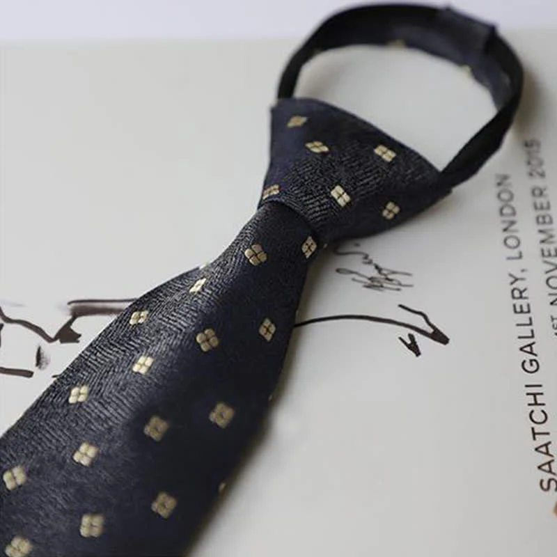 Men's Garden Motif Embroidery Zipper Necktie - Image 13