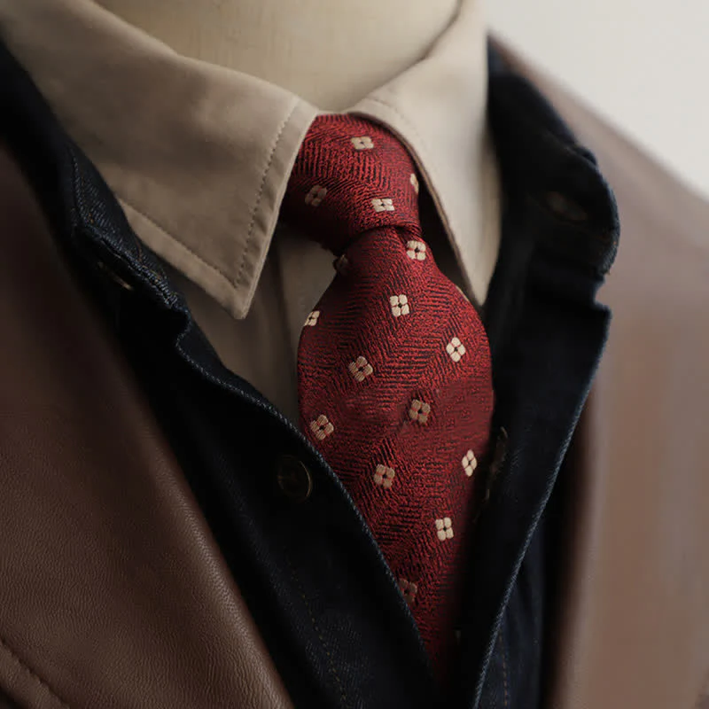 Men's Garden Motif Embroidery Zipper Necktie - Image 14
