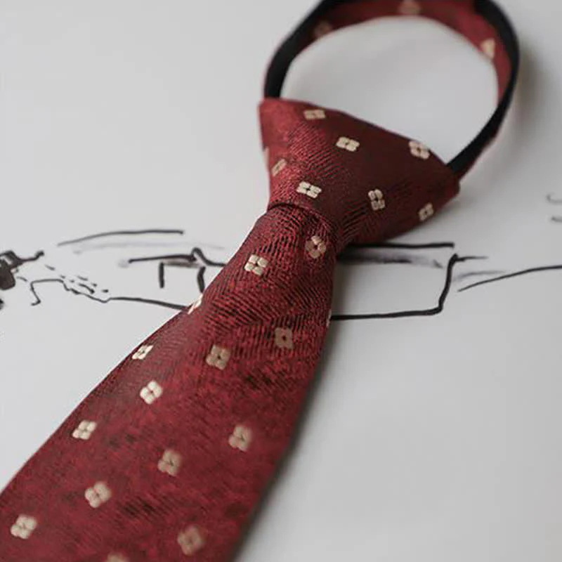 Men's Garden Motif Embroidery Zipper Necktie - Image 15