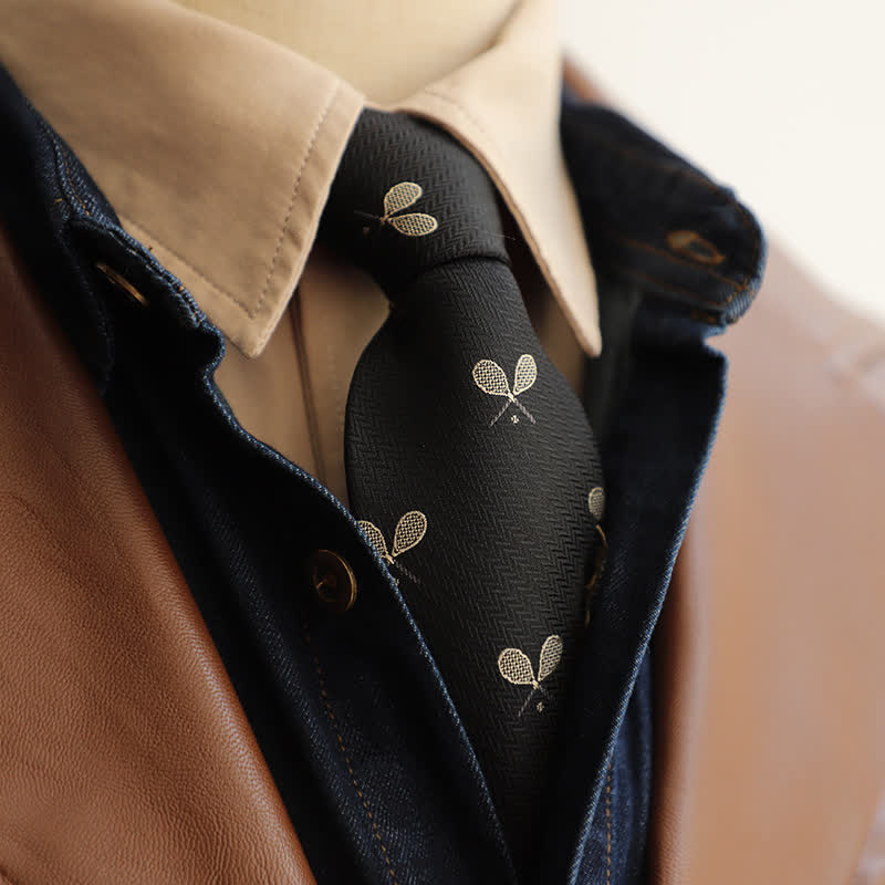 Men's Garden Motif Embroidery Zipper Necktie - Image 3