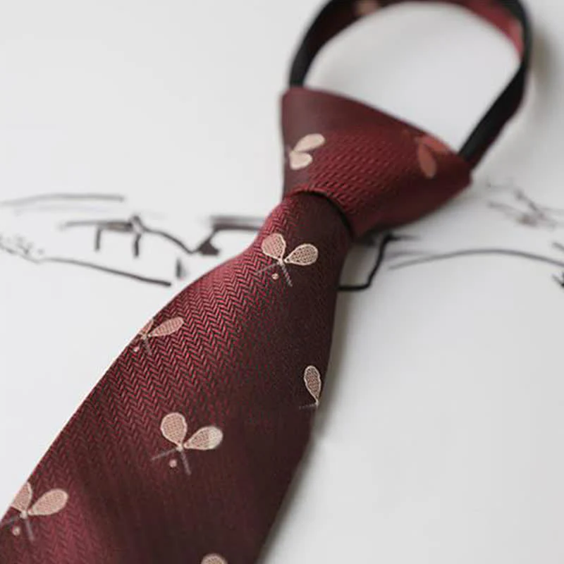 Men's Garden Motif Embroidery Zipper Necktie - Image 7