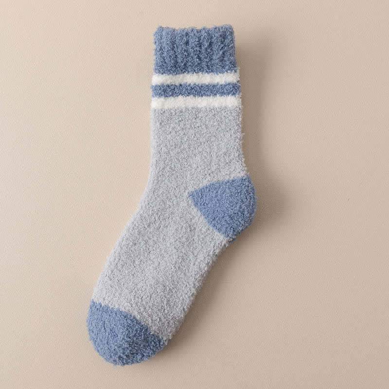 Men's Gentle Striped Fuzzy Coral Fleece Sleep Crew Socks - Image 15