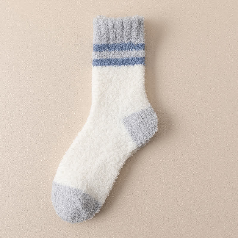 Men's Gentle Striped Fuzzy Coral Fleece Sleep Crew Socks - Image 16