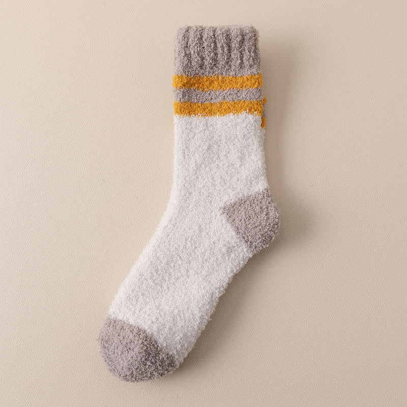 Men's Gentle Striped Fuzzy Coral Fleece Sleep Crew Socks - Image 3