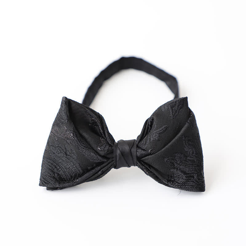 Men's Gentleman Black Delicate Pattern Bow Tie - Image 3