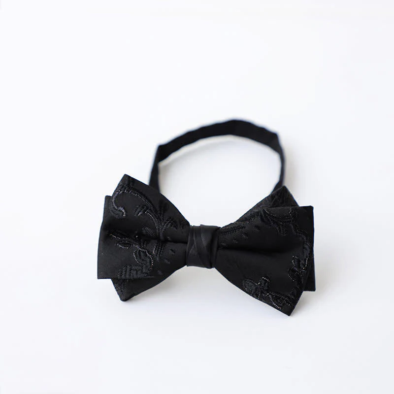 Men's Gentleman Black Delicate Pattern Bow Tie - Image 4