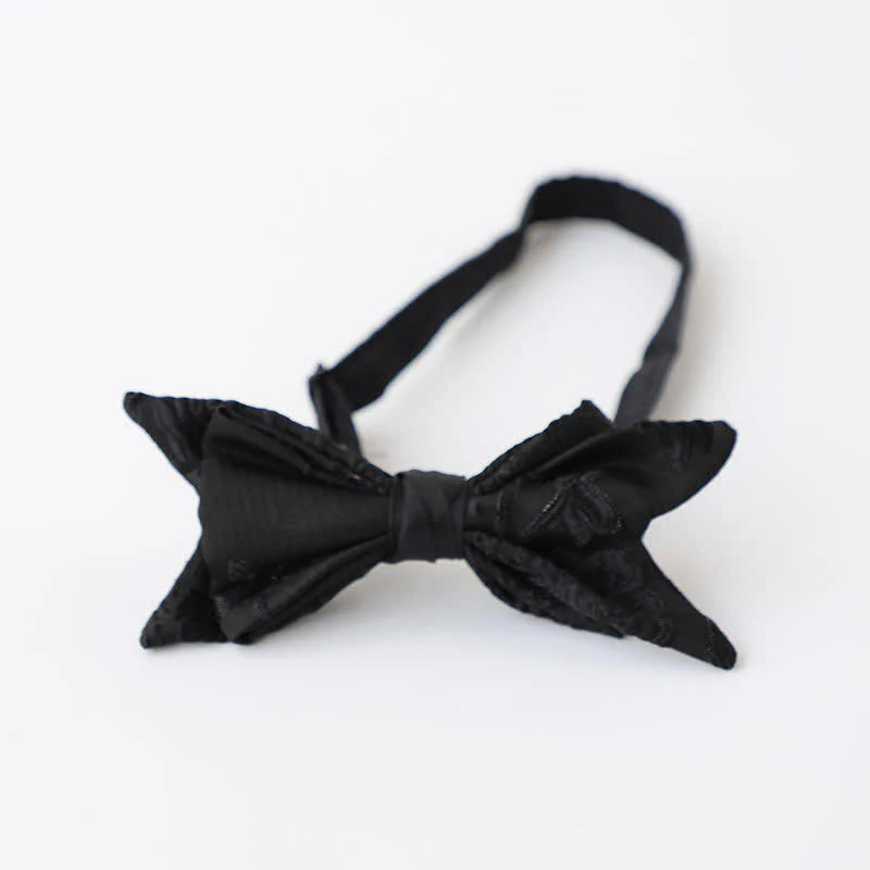 Men's Gentleman Black Delicate Pattern Bow Tie - Image 6