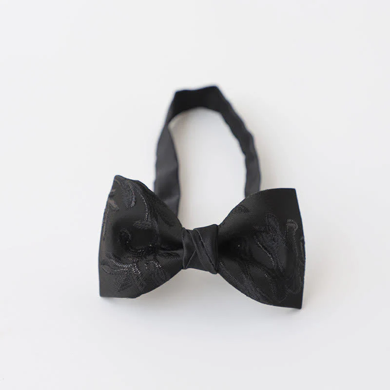 Men's Gentleman Black Delicate Pattern Bow Tie - Image 7