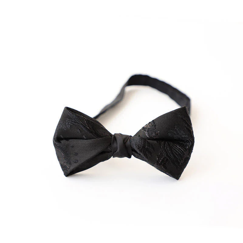 Men's Gentleman Black Delicate Pattern Bow Tie - Image 8