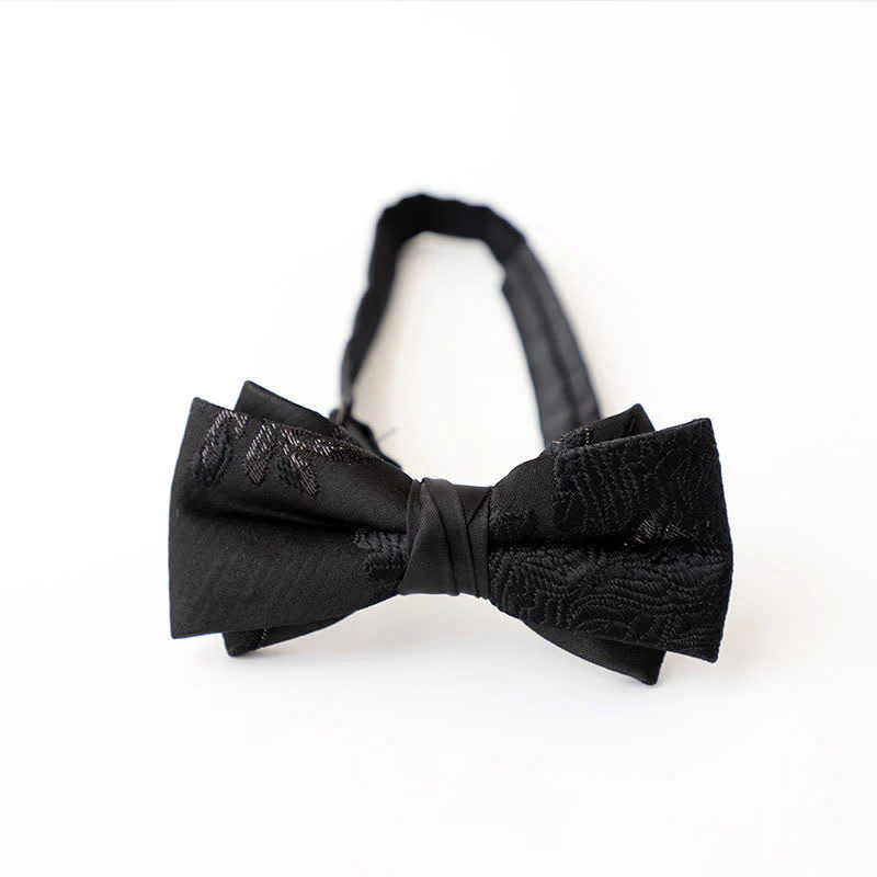 Men's Gentleman Black Delicate Pattern Bow Tie - Image 9