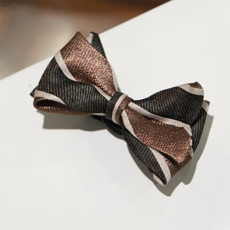 Men's Gentleman Diagonal Striped British Fishtail Bow Tie - Image 6