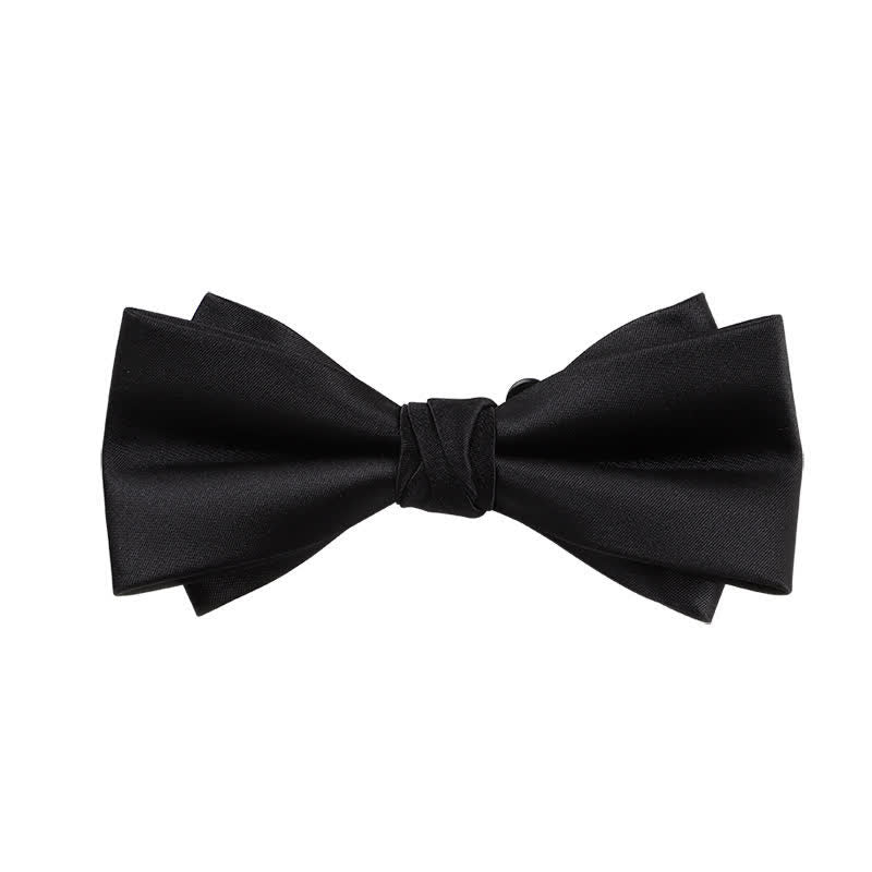 Men's Gentleman Solid Color Double Layers Bow Tie - Image 2