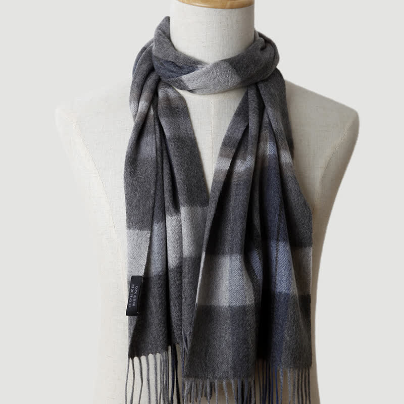 Men's Gentleman Three Colors Matching Plaid Cashmere Scarf - Image 26