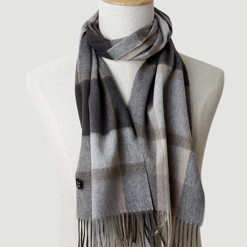 Men's Gentleman Three Colors Matching Plaid Cashmere Scarf - Image 32