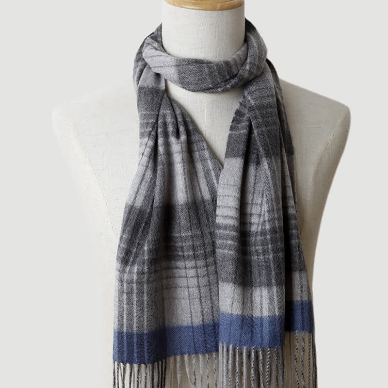 Men's Gentleman Three Colors Matching Plaid Cashmere Scarf - Image 35
