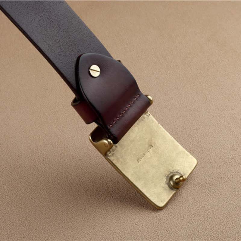Men's Geometric Checkered Style Leather Belt - Image 10