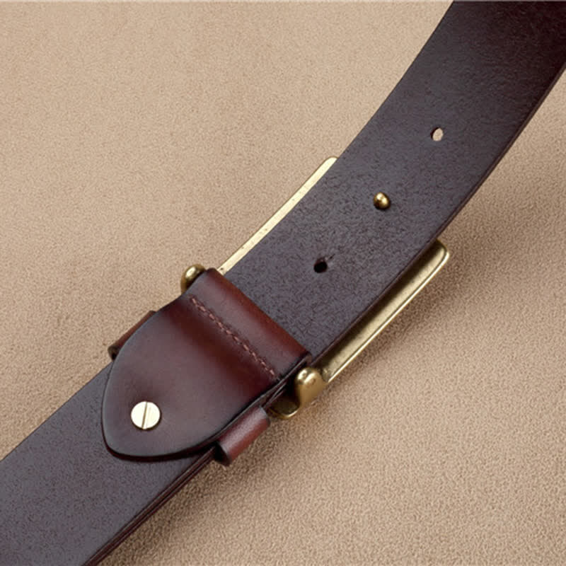 Men's Geometric Checkered Style Leather Belt - Image 6