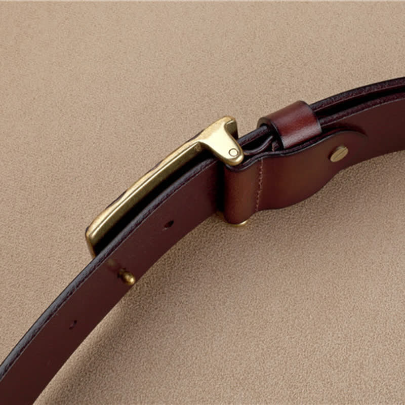 Men's Geometric Checkered Style Leather Belt - Image 7