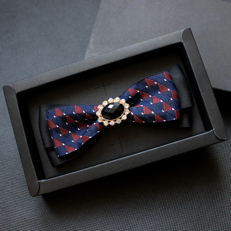 Men's Geometric Pattern Gem-Embellished Formal Bow Tie