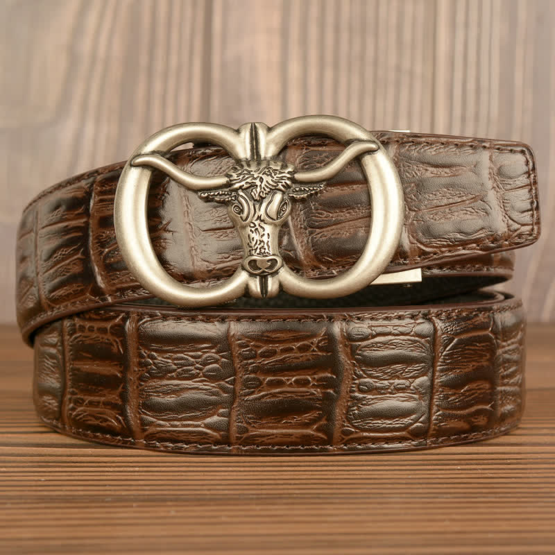 Men's Giant Ox Crocodile Pattern Leather Belt - Image 15
