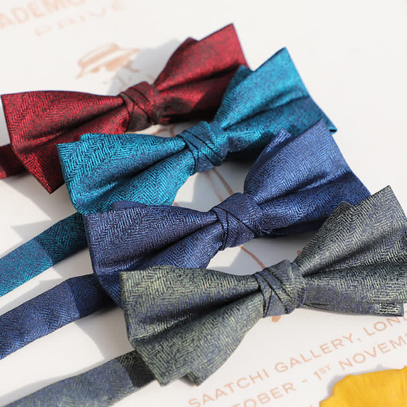 Men's Glitter Rhinestone Double Layer Pointy Bow Tie - Image 2