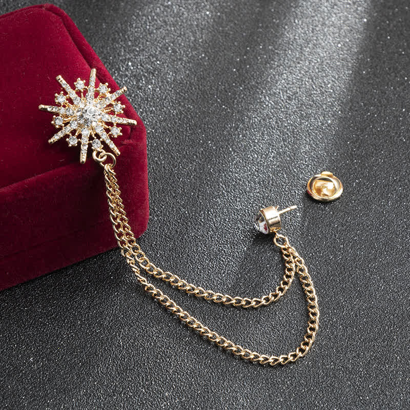 Men's Glittering Octagon Star Tassel Brooch - Image 3